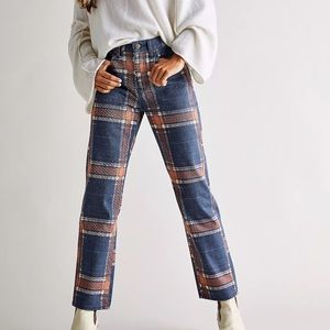 Free People Baker Plaid Boyfriend Jean